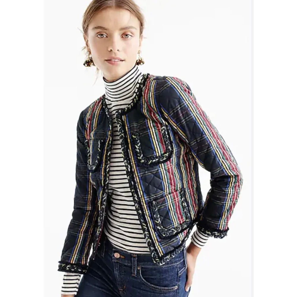 J. Crew Quilted Lady Jacket Stewart Plaid Preppy Size 10